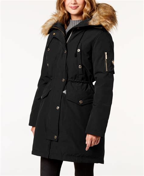 michael michael kors faux fur trim down parka coat